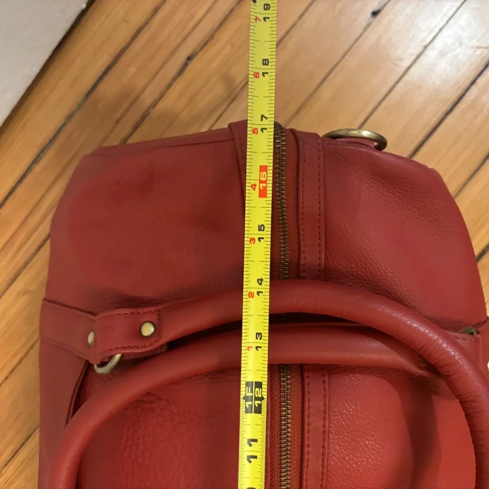 Leather Traveler Bags Hand Dyed Dark Red Carry On Travel Medium & Small size - Picture 12 of 15